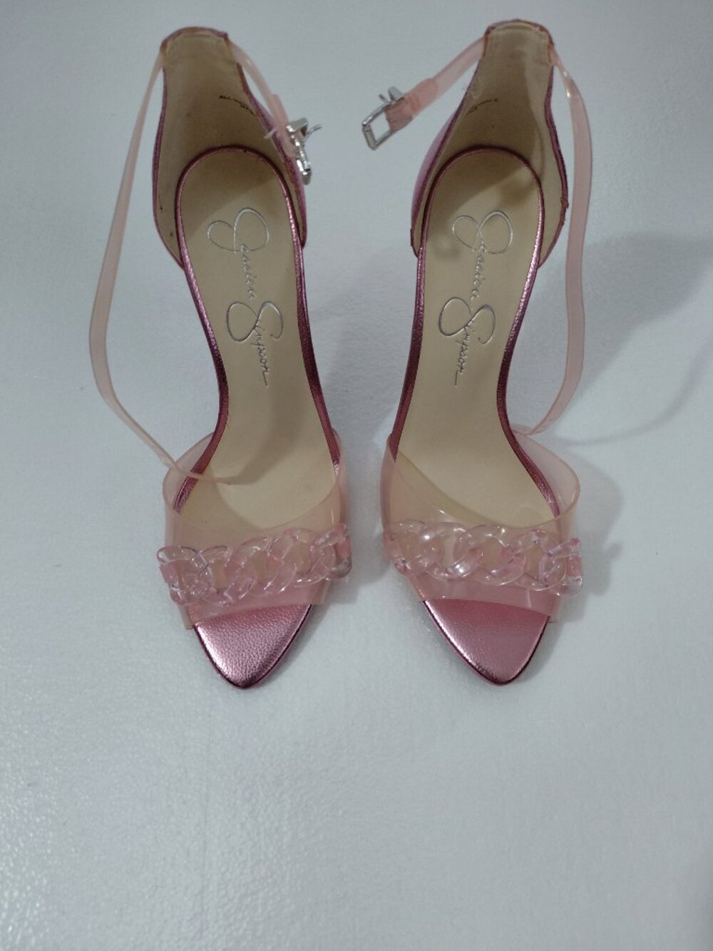 Jessica Simpson Wayri meta pink metallic ankle strap heel